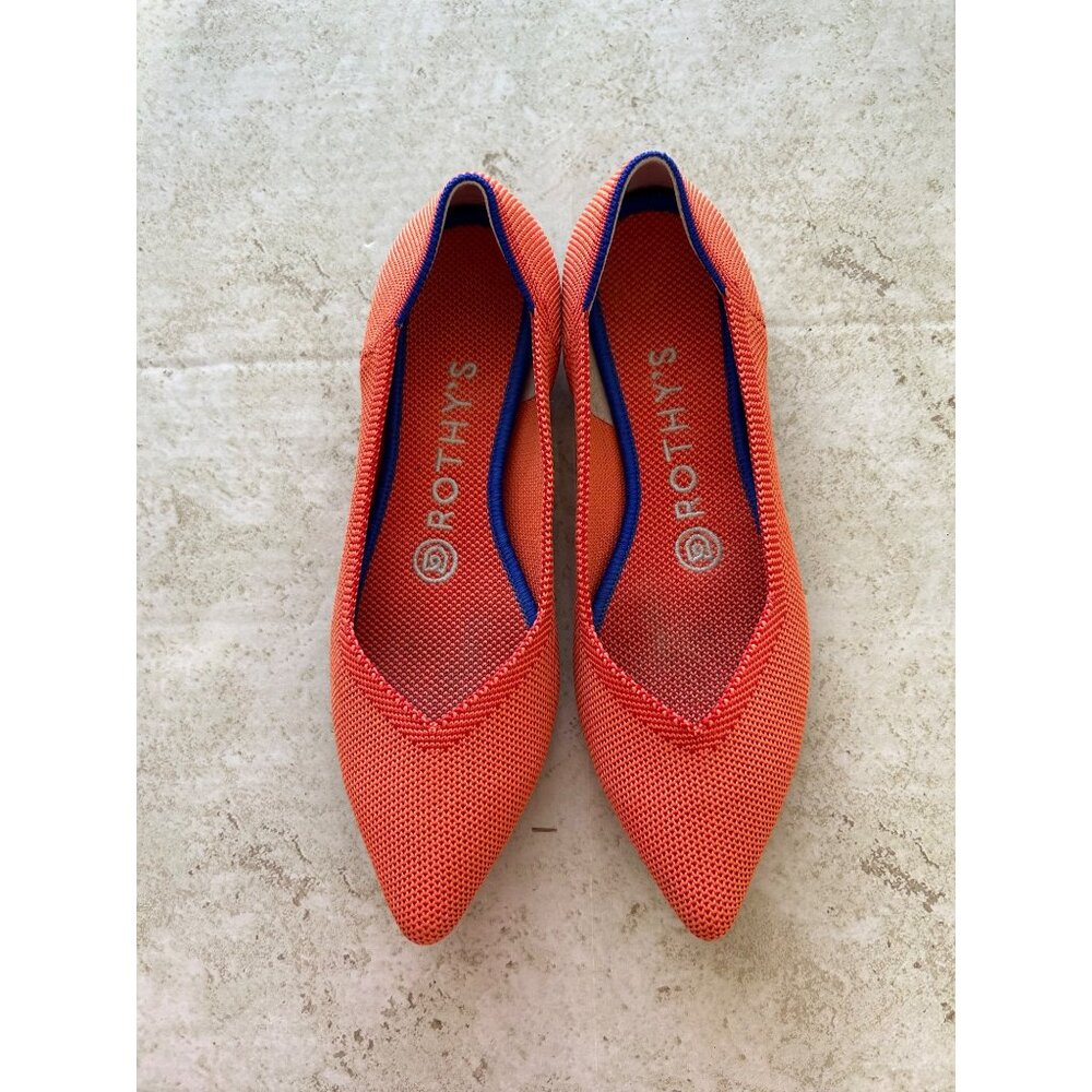 Rothys Pointed-Toe Flats Women’s W6 Orange & Blue… - image 2